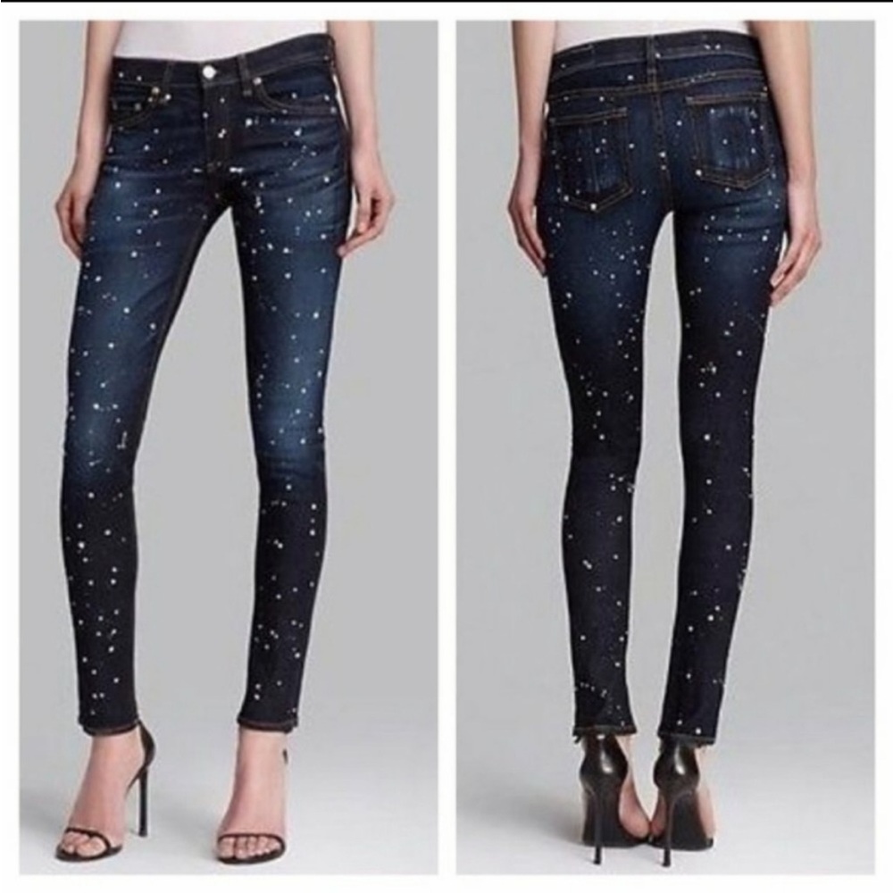 Rag and Bone skinny paint splatter jeans